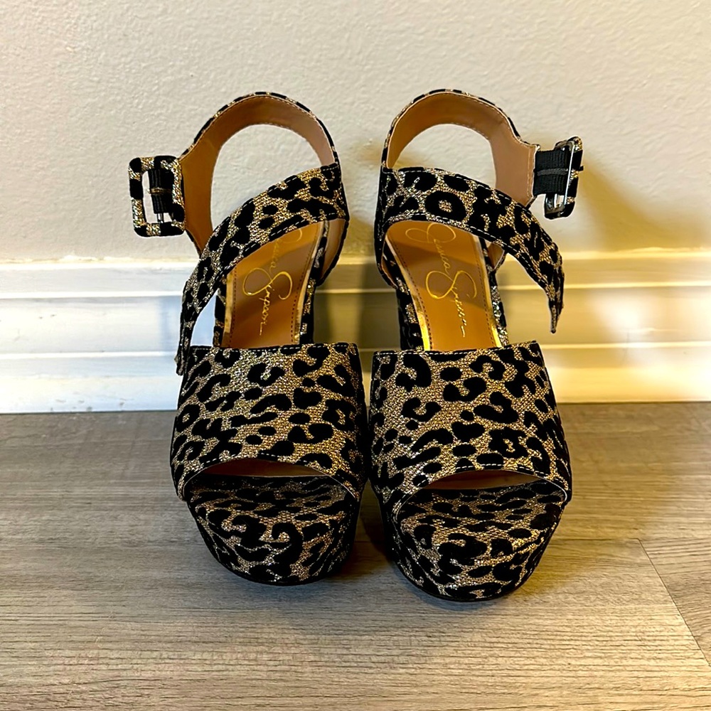 Jessica Simpson Black and Gold Shoes